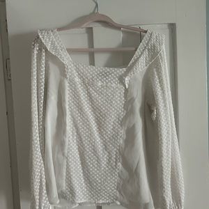 Banana Republic White Puff Sleeve Blouse with Sailor Collar